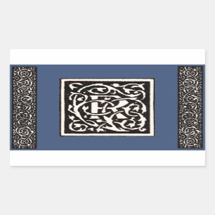 Vintage Monogram R Art nouveau Rektangulärt Klistermärke