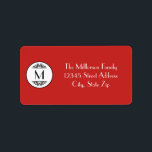 Vintage Monogram Red - adressetikett<br><div class="desc">Vintage Monogram - adressetikett</div>