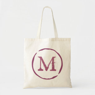 Vintage monogram röd vinfläcks ring tote väska