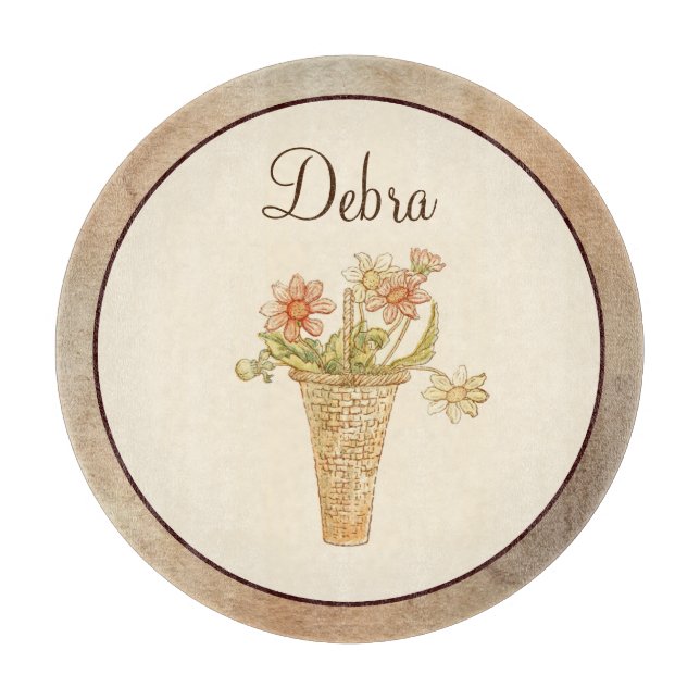 Vintage Monogram Rosa och Gula blommor (Framsidan)