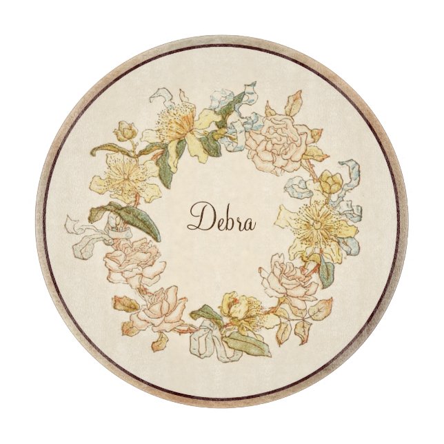 Vintage Monogram Rosa och Gula blommor (Framsidan)