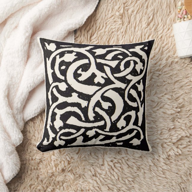 Vintage Monogram S Art Nouveau Bokstav Kudde (Filt)