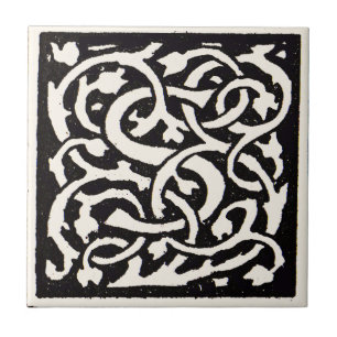 Vintage Monogram S Art nouveau Brev Kakelplatta