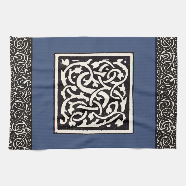 Vintage Monogram S Art nouveau Brev Kökshandduk (Horisontell)