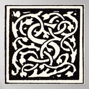 Vintage Monogram S Art nouveau Brev Poster