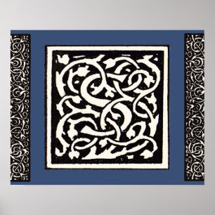 Vintage Monogram S Art nouveau Brev Poster