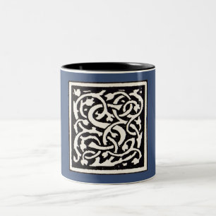 Vintage Monogram S Art nouveau Brev Två-Tonad Mugg