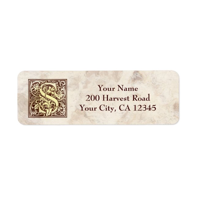 Vintage Monogram S Returadress Etikett (Framsidan)