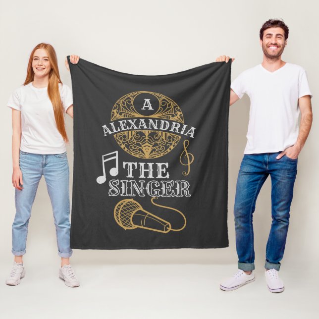 Vintage Monogram sångmusikmikrofon Fleecefilt (På plats)