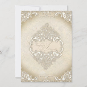 Vintage Monogram Snöre Baroque Etching Swirl Forme Inbjudningar