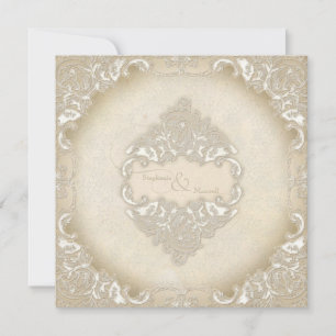 Vintage Monogram Snöre Baroque Etching Swirl Forme Inbjudningar