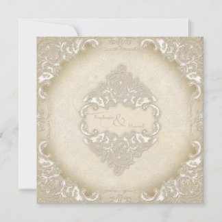 Vintage Monogram Snöre Baroque Etching Swirl Forme Inbjudningar