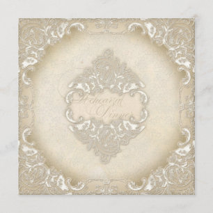 Vintage Monogram Snöre Baroque Etching Swirl Forme Inbjudningar