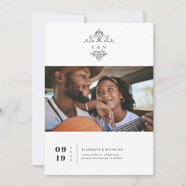 Vintage Monogram | Spara datum i foto Spara Datumet (Framsida)