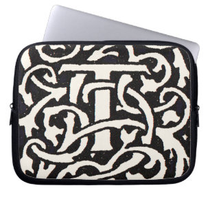 Vintage Monogram T Art nouveau Brev Laptop Fodral