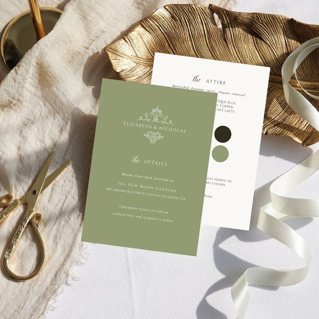 Vintage Monogram | Uppgifter om Bröllop gäst Tilläggskort (Skapare uppladdad)