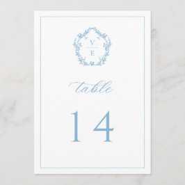 Vintage Monogram Vapensköld Light Blue Bordsnummer