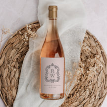 Vintage Monogram Vapensköld Namn  Rosa Bröllop