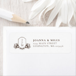 Vintage Monogram Vapensköld Returadressetikett Returadress Etikett