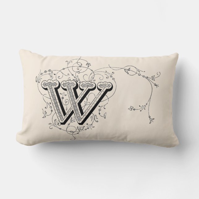 Vintage Monogram "W" Lumbarkudde (Framsida)