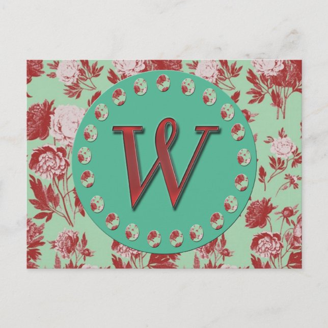 Vintage Monogram W Vykort (Framsida)