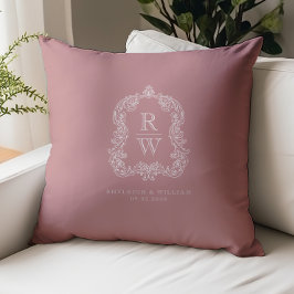 Vintage Monogramm Klistermärke Namn Dammrosa Bröll Kudde