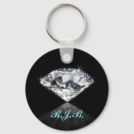 Vintage Monogrammed Coola Solitaire Diamond Black Nyckelring