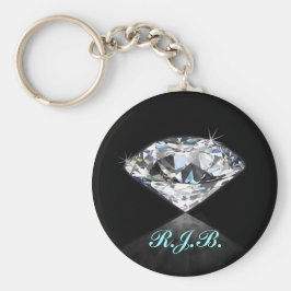 Vintage Monogrammed Coola Solitaire Diamond Black Nyckelring