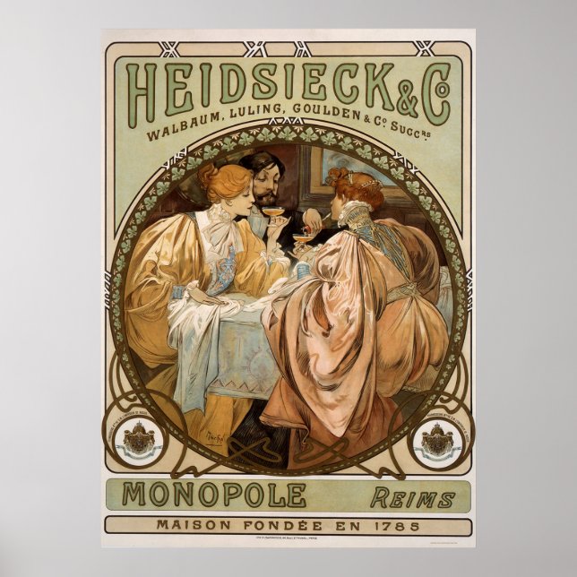 Vintage Monopole, Reims Champagne Advertising Art Poster (Framsidan)