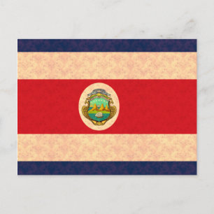 Vintage Mönster Costa Rican Flagga Vykort