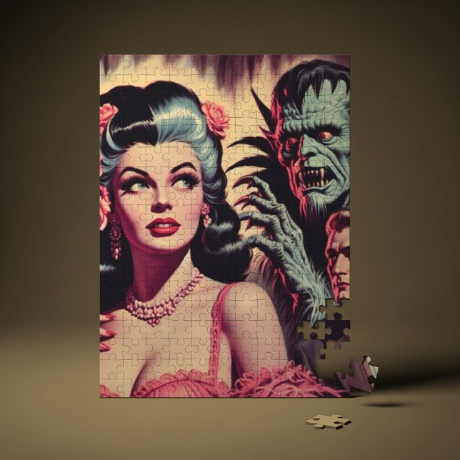Vintage Monster Horror Girl Pussel (Skapare uppladdad)
