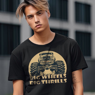 Vintage Monster Lastbil, Big Hjul Big Thrills T Shirt