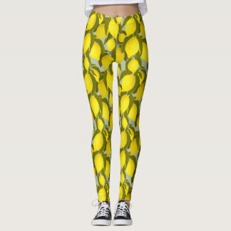 Vintage mönster med citroner grenar leggings