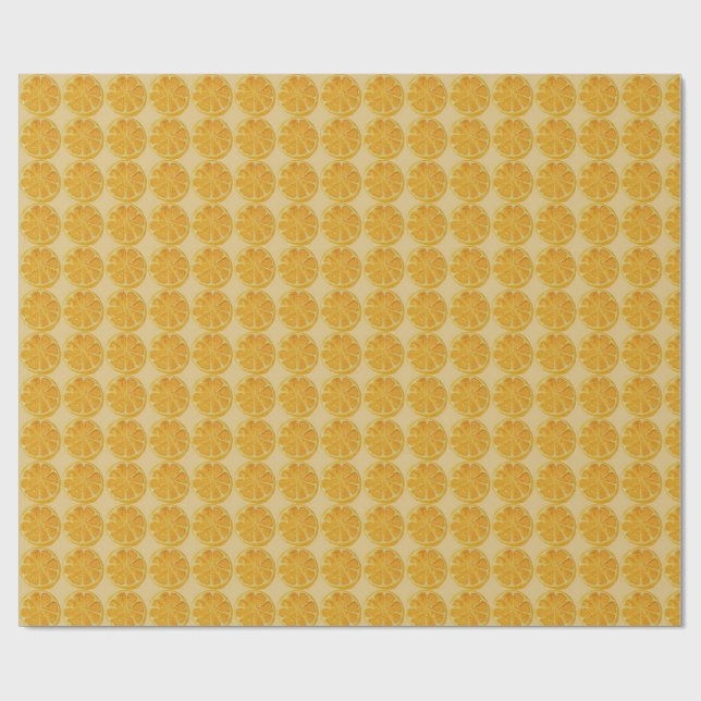 Vintage mönster med citrusskivor i guldgult presentpapper (Platt)
