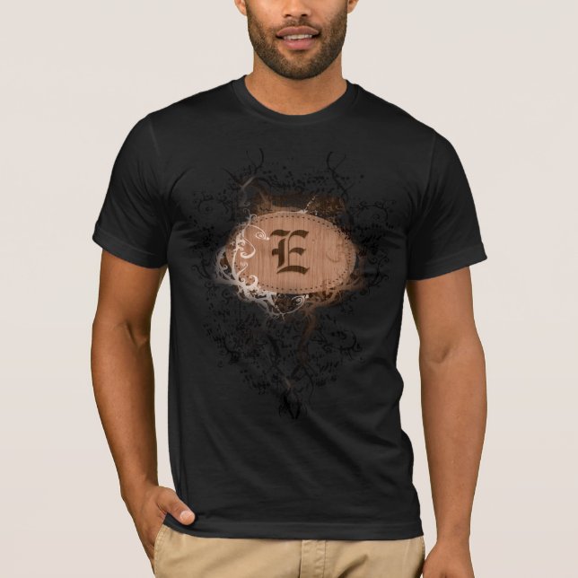 Vintage Mönster med Monogram Brev E Tee (Framsida)