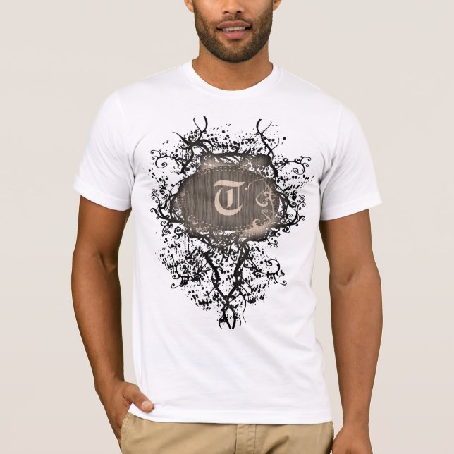 Vintage Mönster med Monogram T Shirt (Framsida)