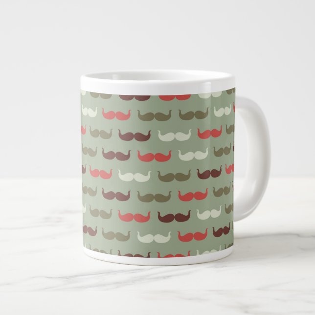 Vintage mönster med mustasch jumbo mugg (Framsida höger)