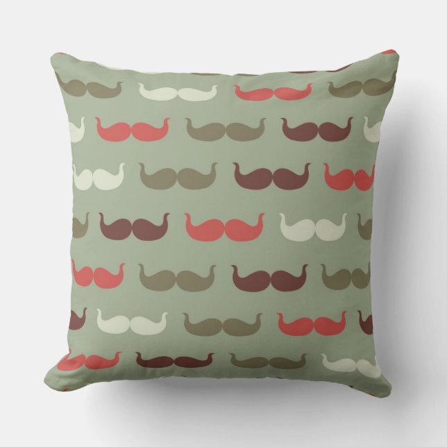 Vintage mönster med mustasch kudde (Framsida)