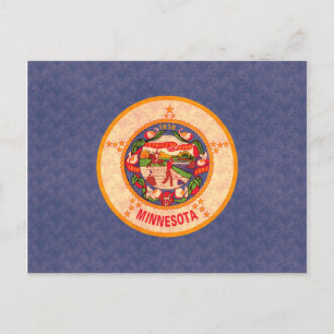 Vintage Mönster Minnesotan Flagga Vykort