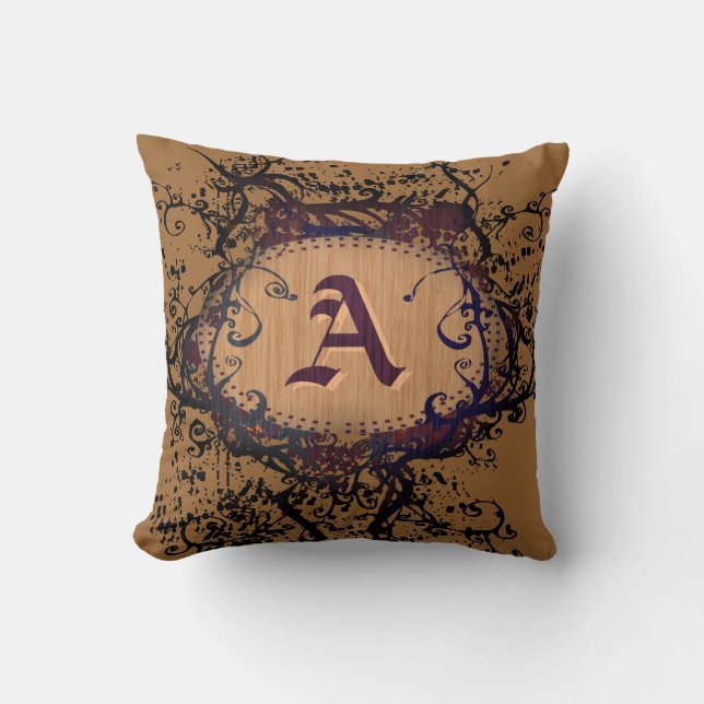 Vintage Mönster Monogram A Kudde (Framsida)