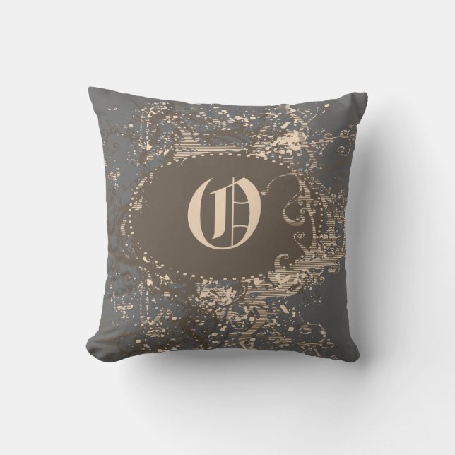 Vintage Mönster Monogram O Kudde (Framsida)