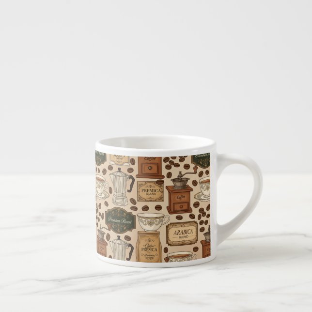 Vintage mönster-retro café stil espressomugg (Höger)