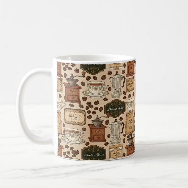 Vintage mönster-retro café stil kaffemugg (Vänster)