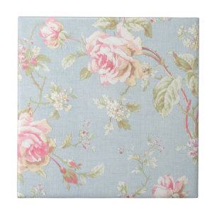 vintage mönster shabby chic stil blått vid ro kakelplatta