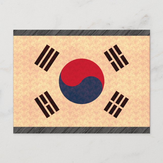 Vintage Mönster Sydkoreas Flagga Vykort (Framsida)