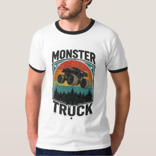 Vintage Monster Truck Solnedgång T-Shirt För Pojka