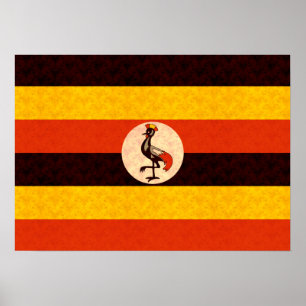Vintage Mönster Ugandan Flagga Poster