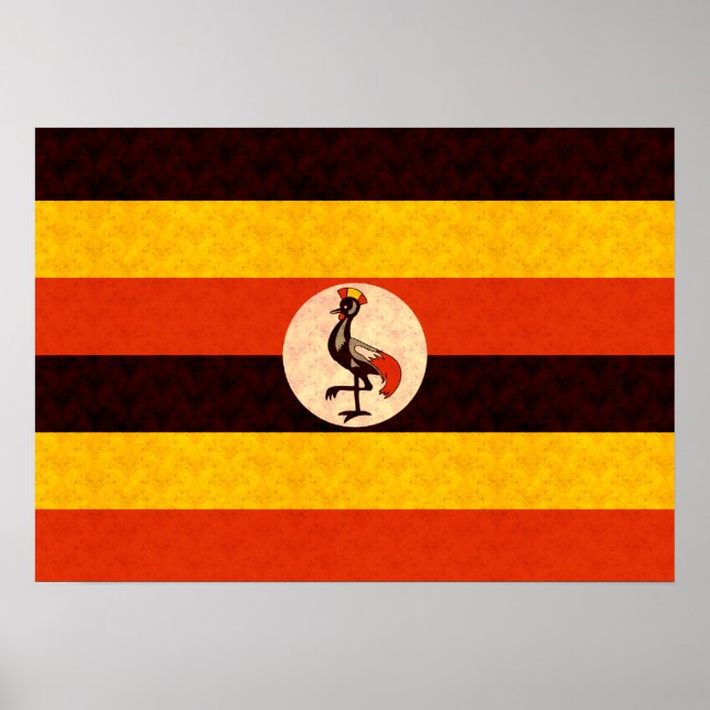 Vintage Mönster Ugandan Flagga Poster (Framsidan)