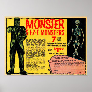 Vintage Monsters Reklam Art Poster