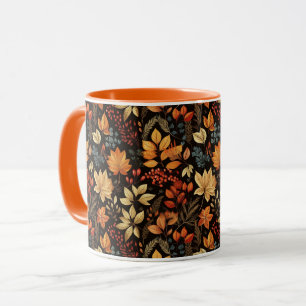 Vintage - mönstrad höstblomma mugg
